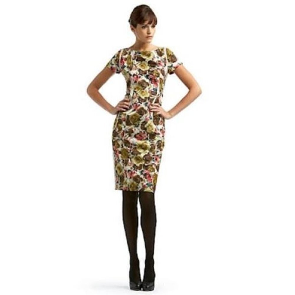 THAKOON Inside-Out Rose Print Silk Sheath Dress ASO Michelle Obama Size 2